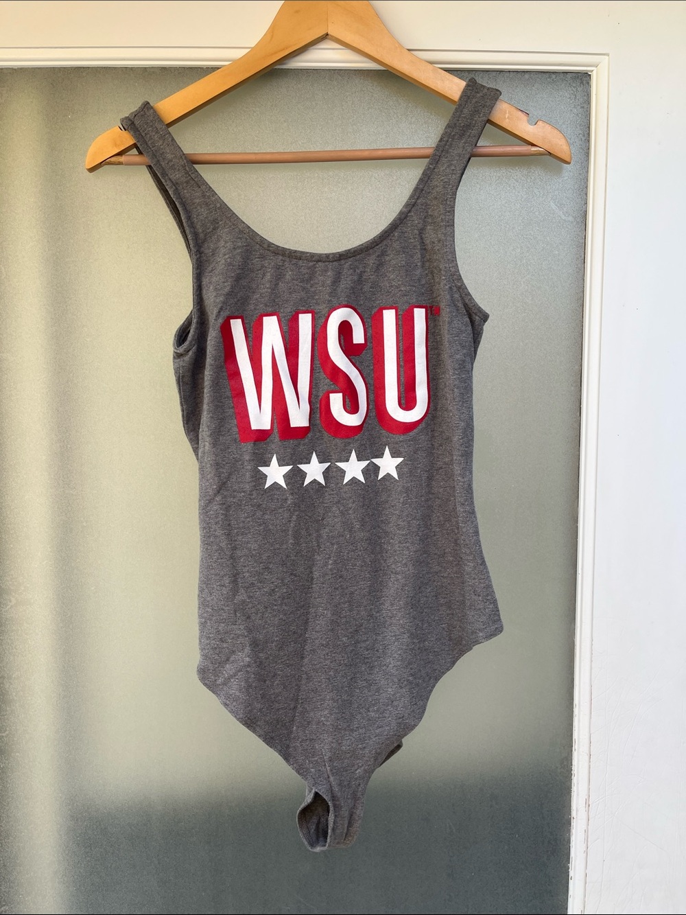 WSU Grey Scoop Neck Tank Bodysuit